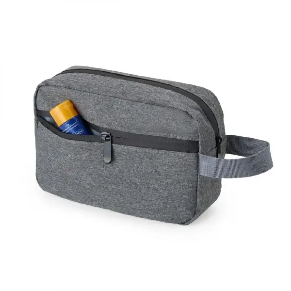 NECESSAIRE EM POLIESTER 300D - MELANGE CINZA