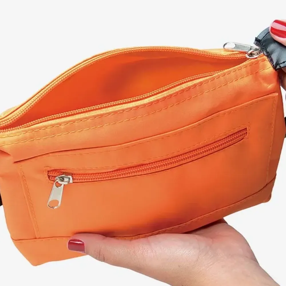 NECESSAIRE EM MICROFIBRA - LARANJA - 1,4L