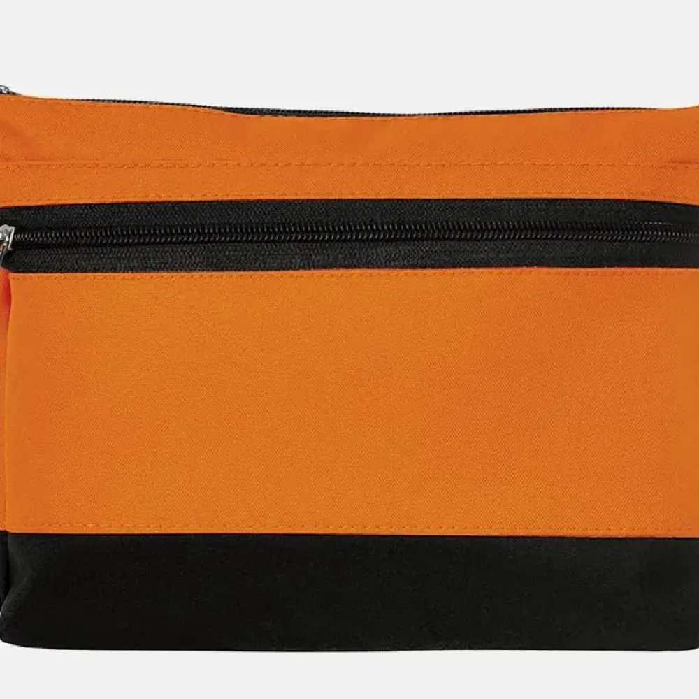 NECESSAIRE EM OXFORD / PVC - LARANJA/PRETA