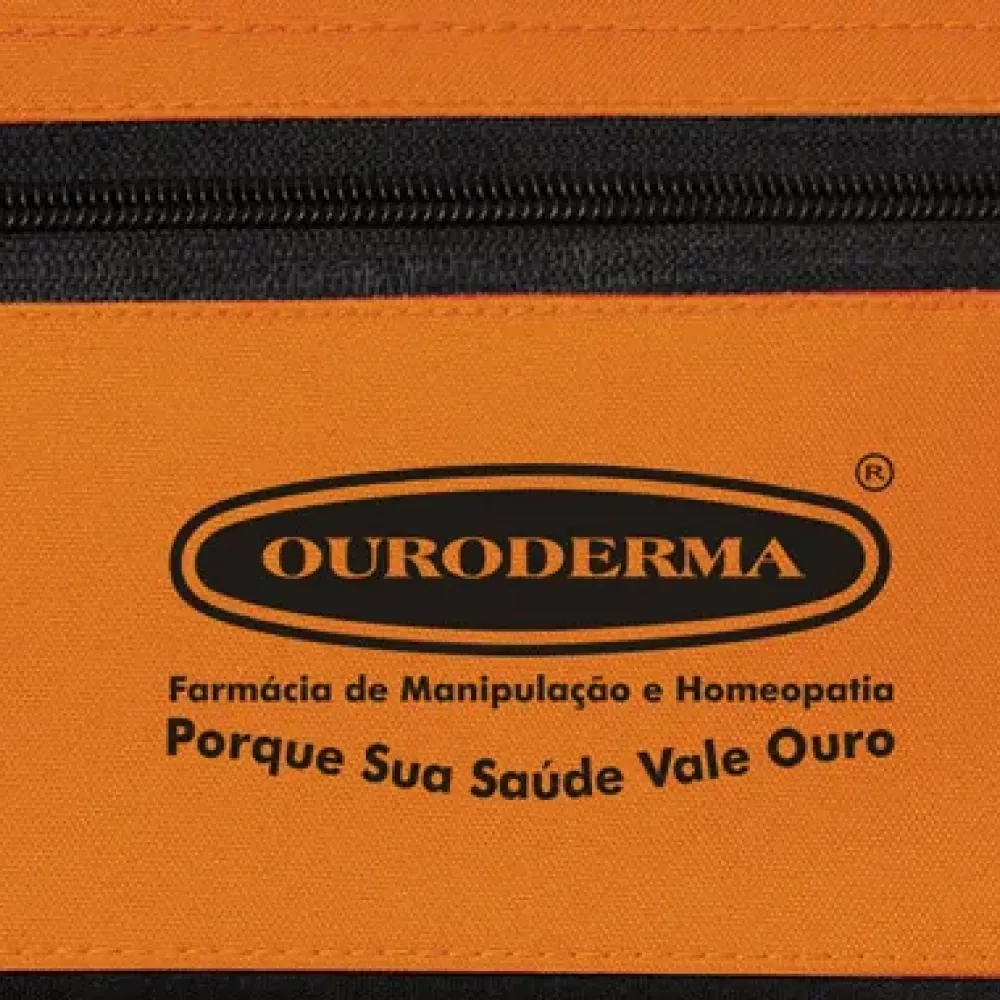 NECESSAIRE EM OXFORD / PVC - LARANJA/PRETA