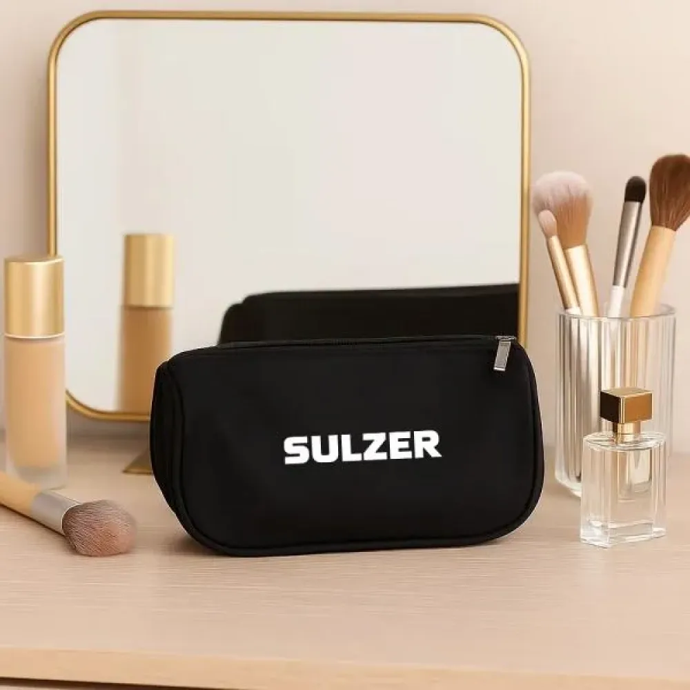 NECESSAIRE PRETA EM MICROFIBRA