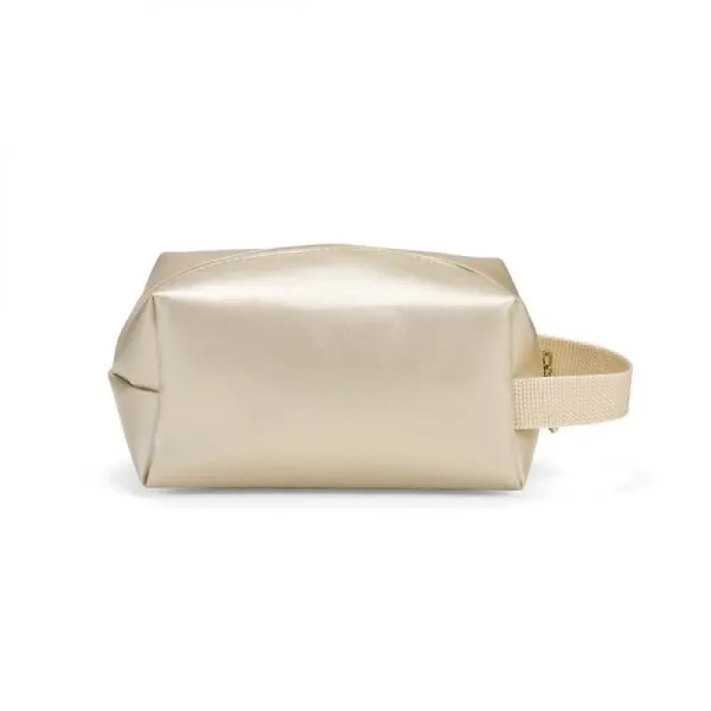 NECESSAIRE C/ ALÇA EM MATERIAL SINTÉTICO - CHAMPANHE