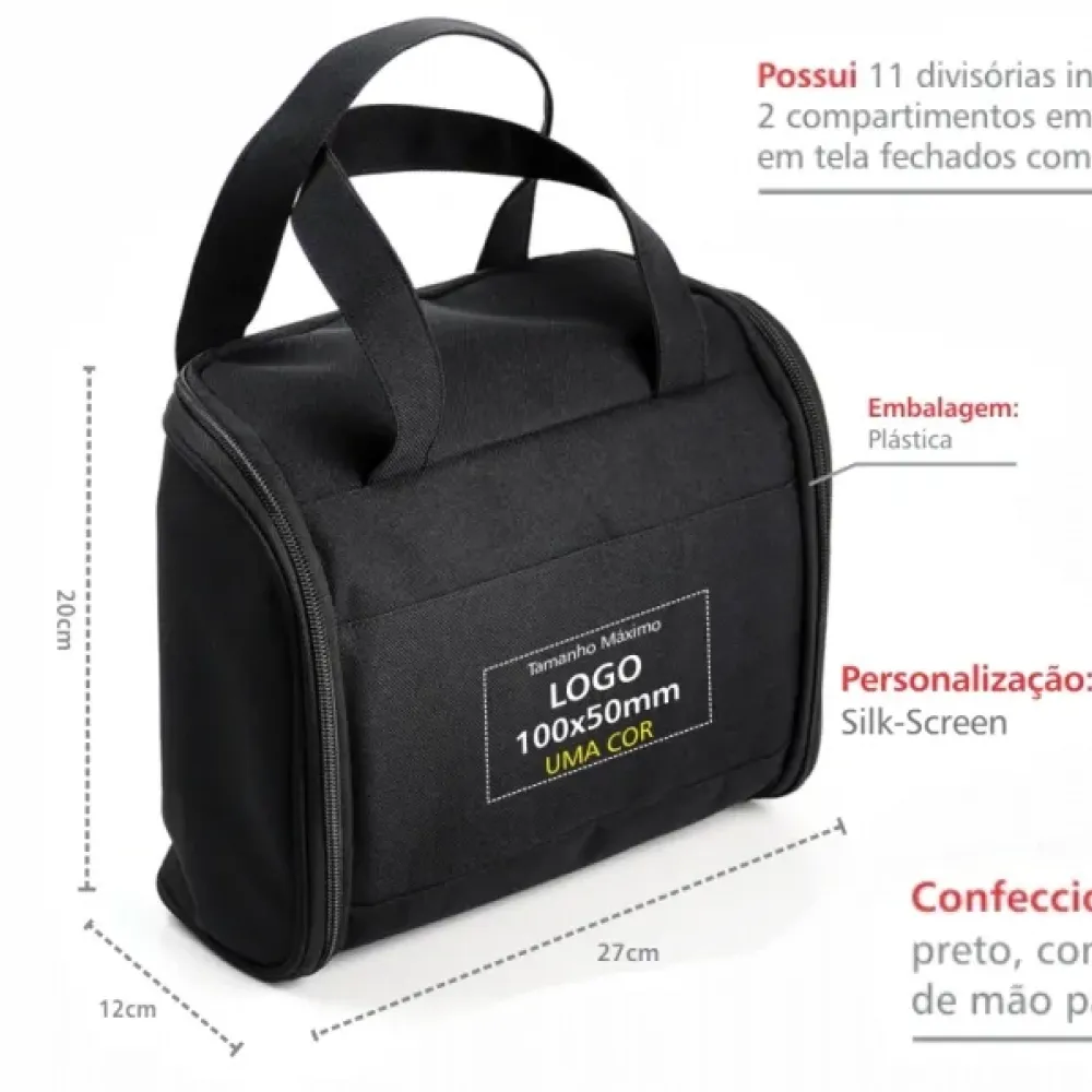 NECESSAIRE PRETA EM POLYESTER 600D - 5L