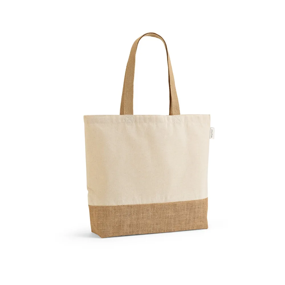 MALDIVAS CASUAL. Sacola em 70% algodão reciclado e 30% poliéster reciclado (220 g/m²) com base em juta