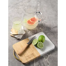 Miniatura de imagem do produto MARBOO. Tábua de corte em bambu e mármore em formato retangular