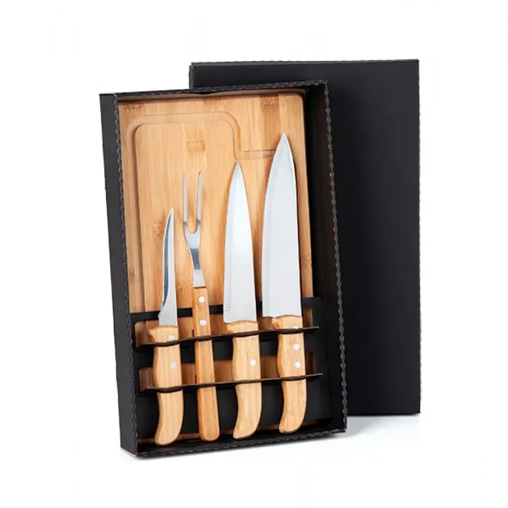 KIT PARA CHURRASCO EM BAMBU/INOX