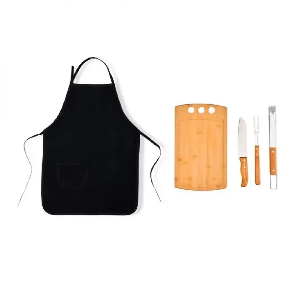 CONJ. PARA CHURRASCO COM AVENTAL - 5 PÇS