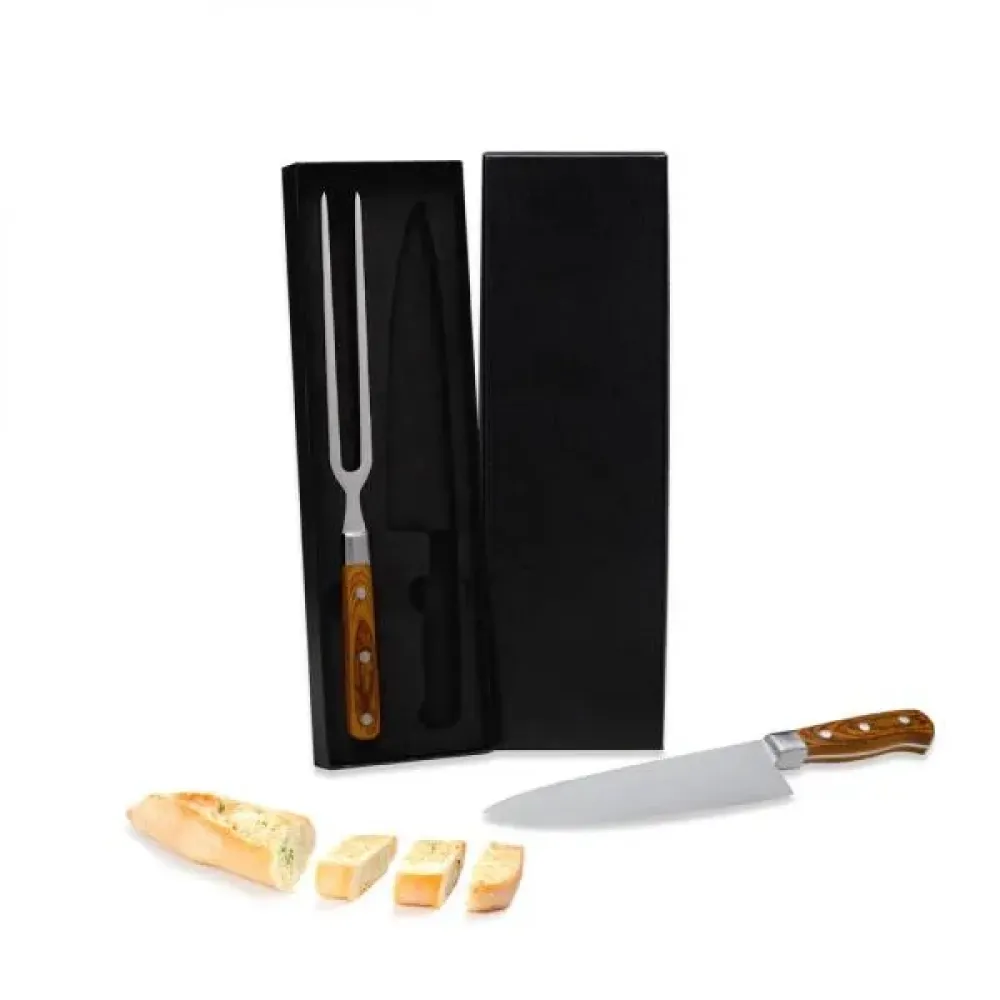 CONJ. PARA CHURRASCO PREMIUM EM BAMBU / MADEIRA / INOX - 3 PÇS