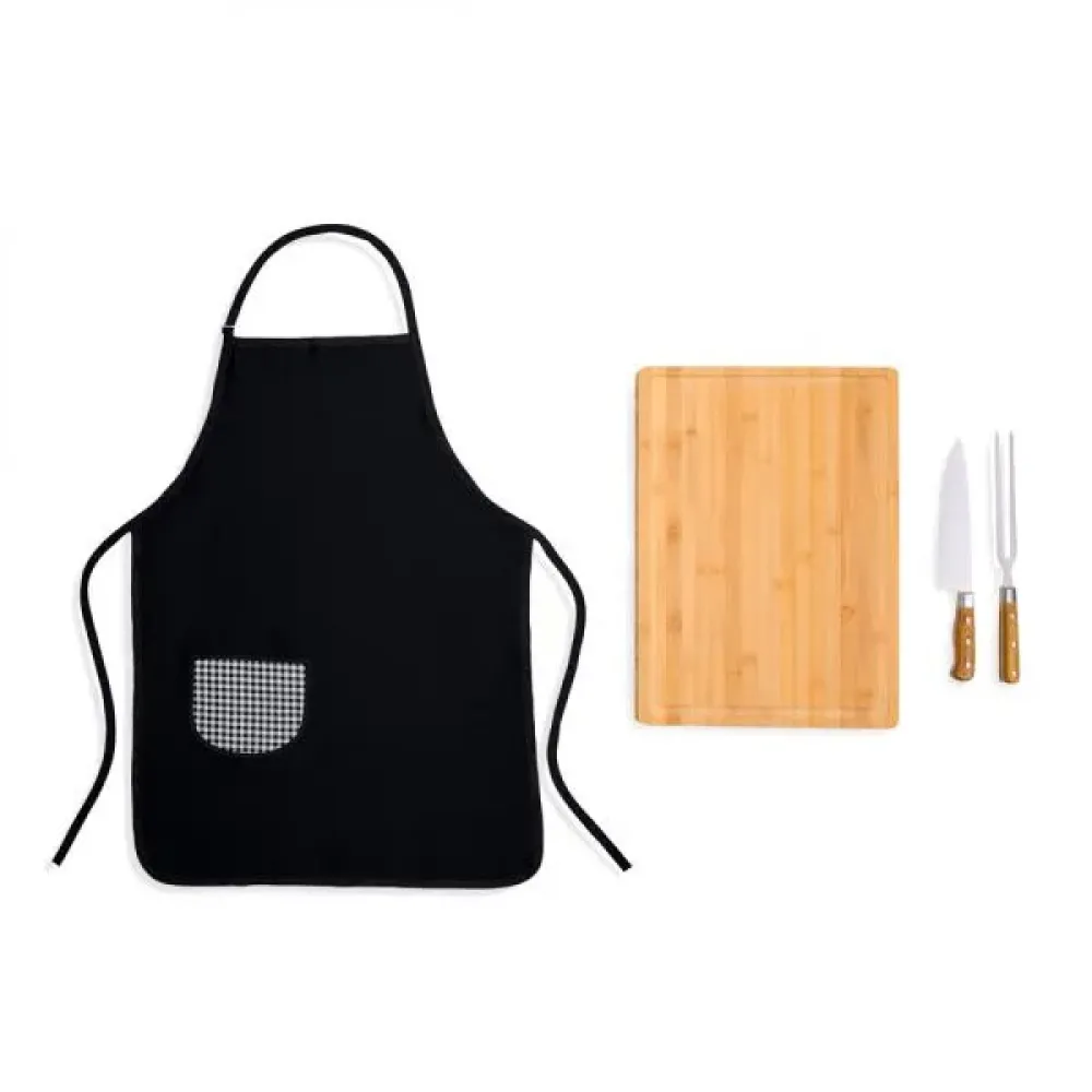 CONJ. PARA CHURRASCO PREMIUM EM BAMBU / MADEIRA / INOX - 4 PÇS