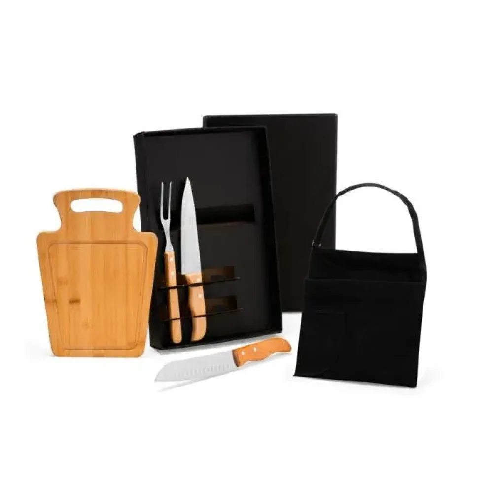 CONJ. PARA CHURRASCO COM AVENTAL - 5 PÇS