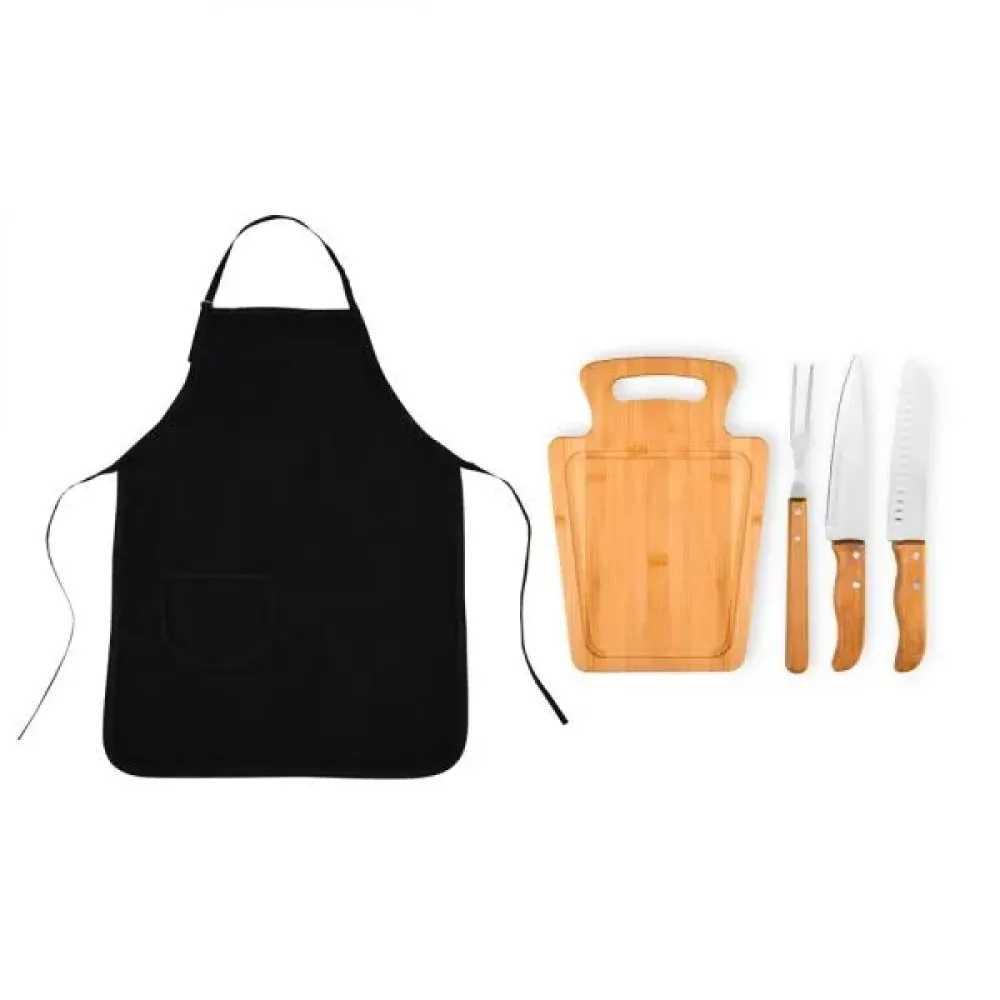 CONJ. PARA CHURRASCO COM AVENTAL - 5 PÇS