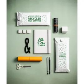 Miniatura de imagem do produto MILKY. Caderno A5 produzido através de pacotes de leite reciclados com folhas pautadas recicladas