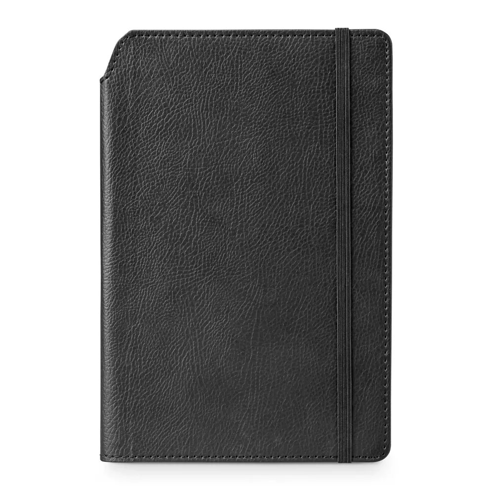 MORIAH. Caderno A5 em c.sintético com folhas pautadas PRETO-93799-PRE