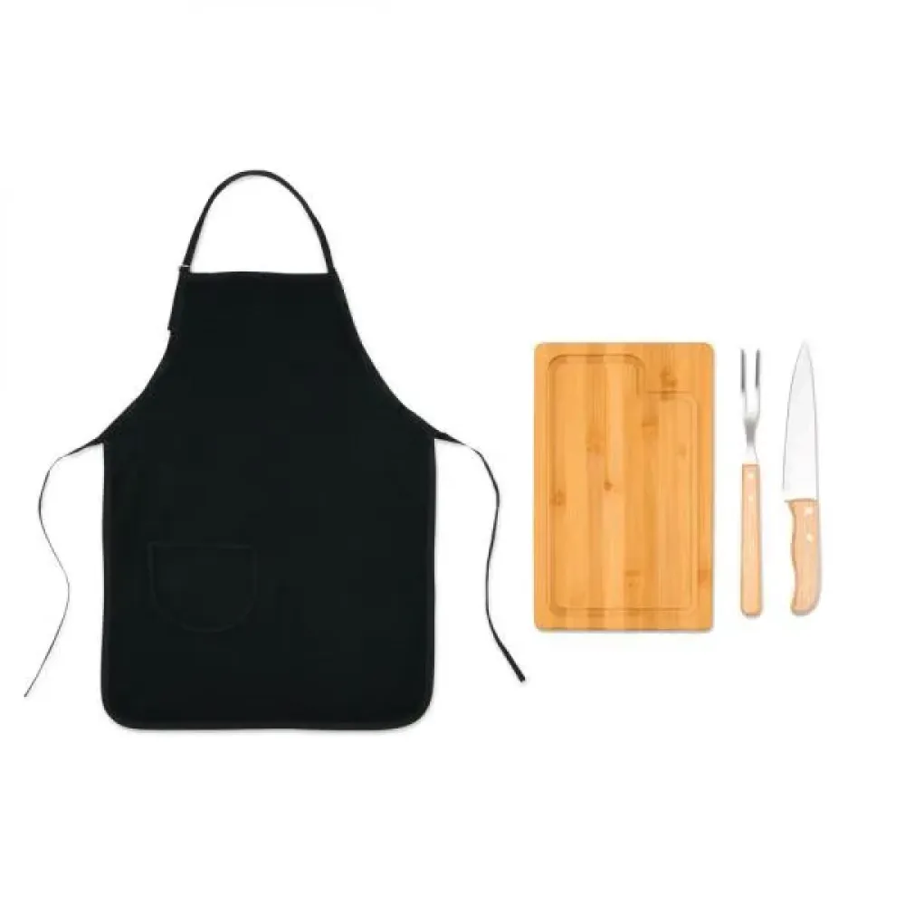 CONJ. PARA CHURRASCO COM AVENTAL - 4 PÇS