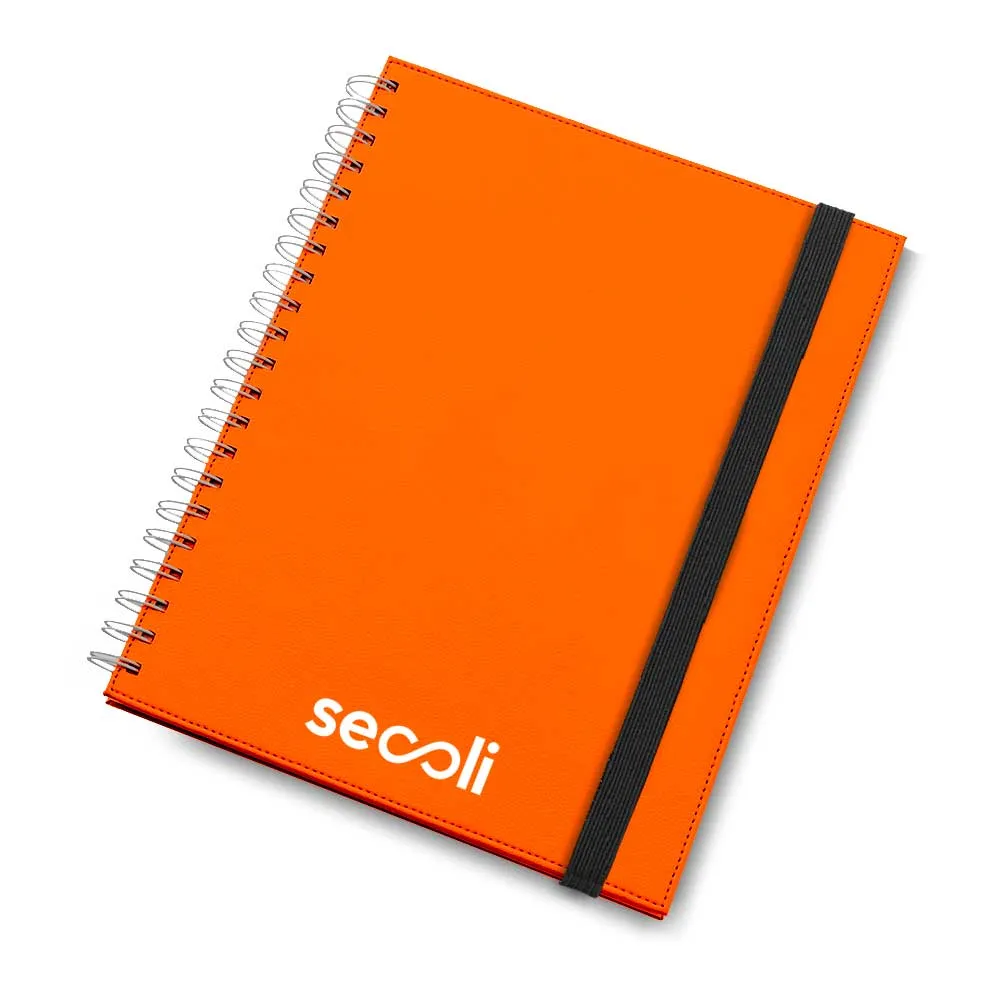 Caderno wire-o lateral com elástico de fechamento