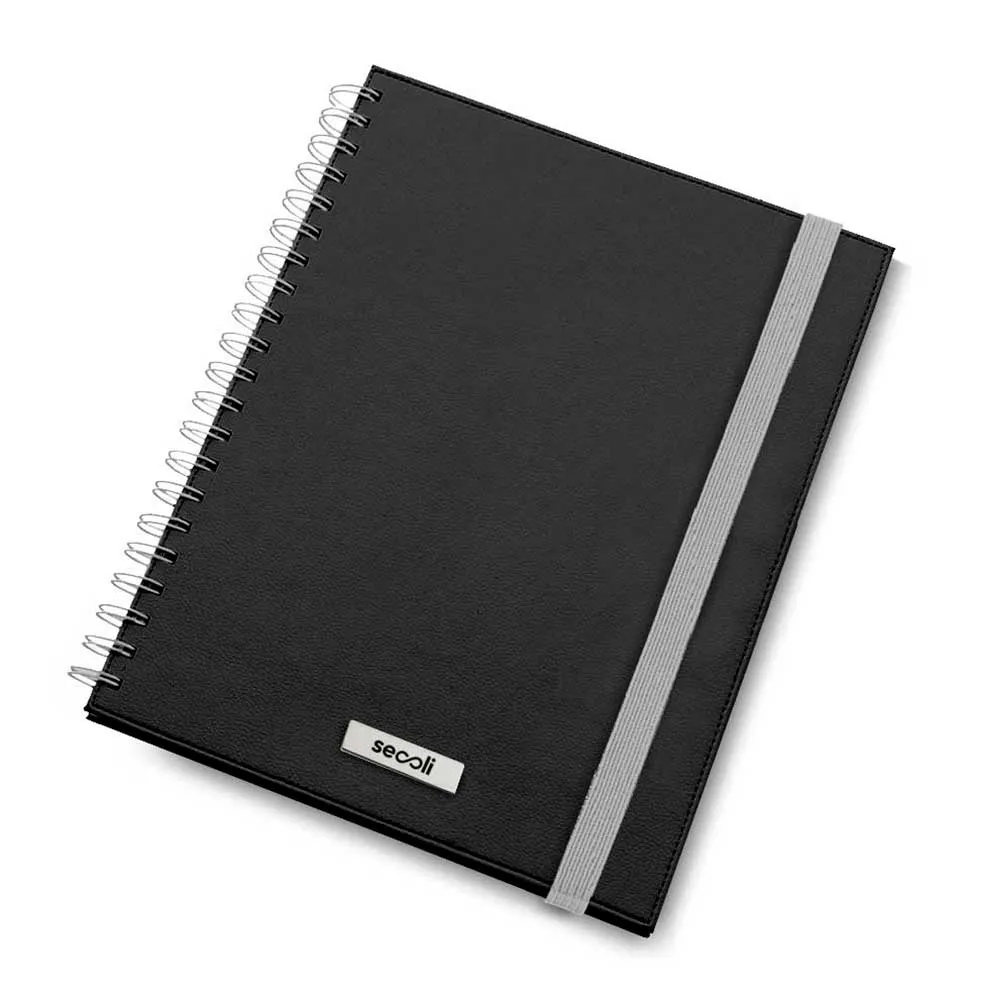 Caderno wire-o lateral com elástico de fechamento