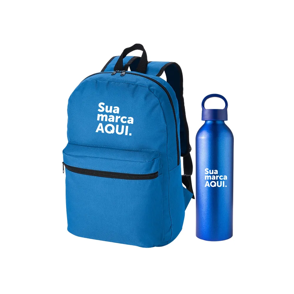 Mochila Nylon 17L + Garrafa Alumínio 630ml-KT-190