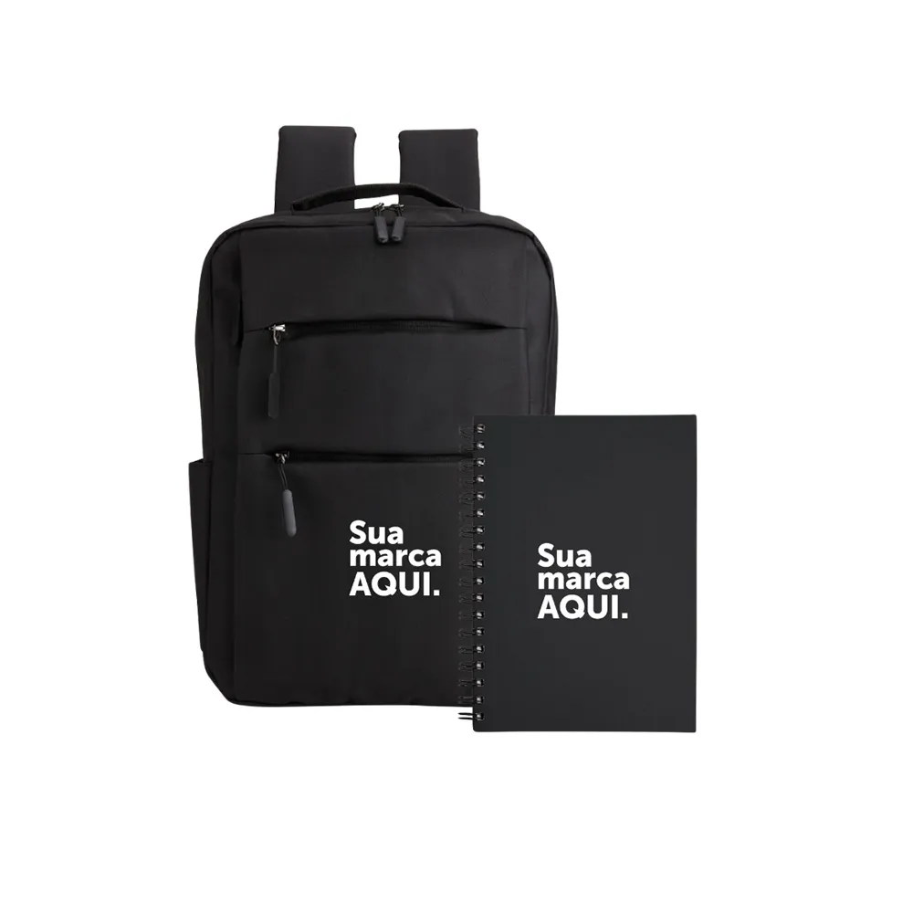 Mochila Nylon Oxford 14L + Caderno Emborrachado-KT-125