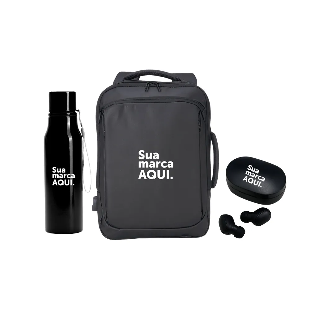 Mochila Poliéster 32L + Garrafa Inox 750ml + Fone Bluetooth-KT-160
