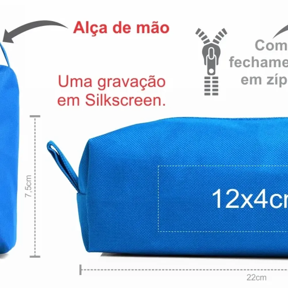NECESSAIRE EM NYLON 600 COM ALÇA - AZUL