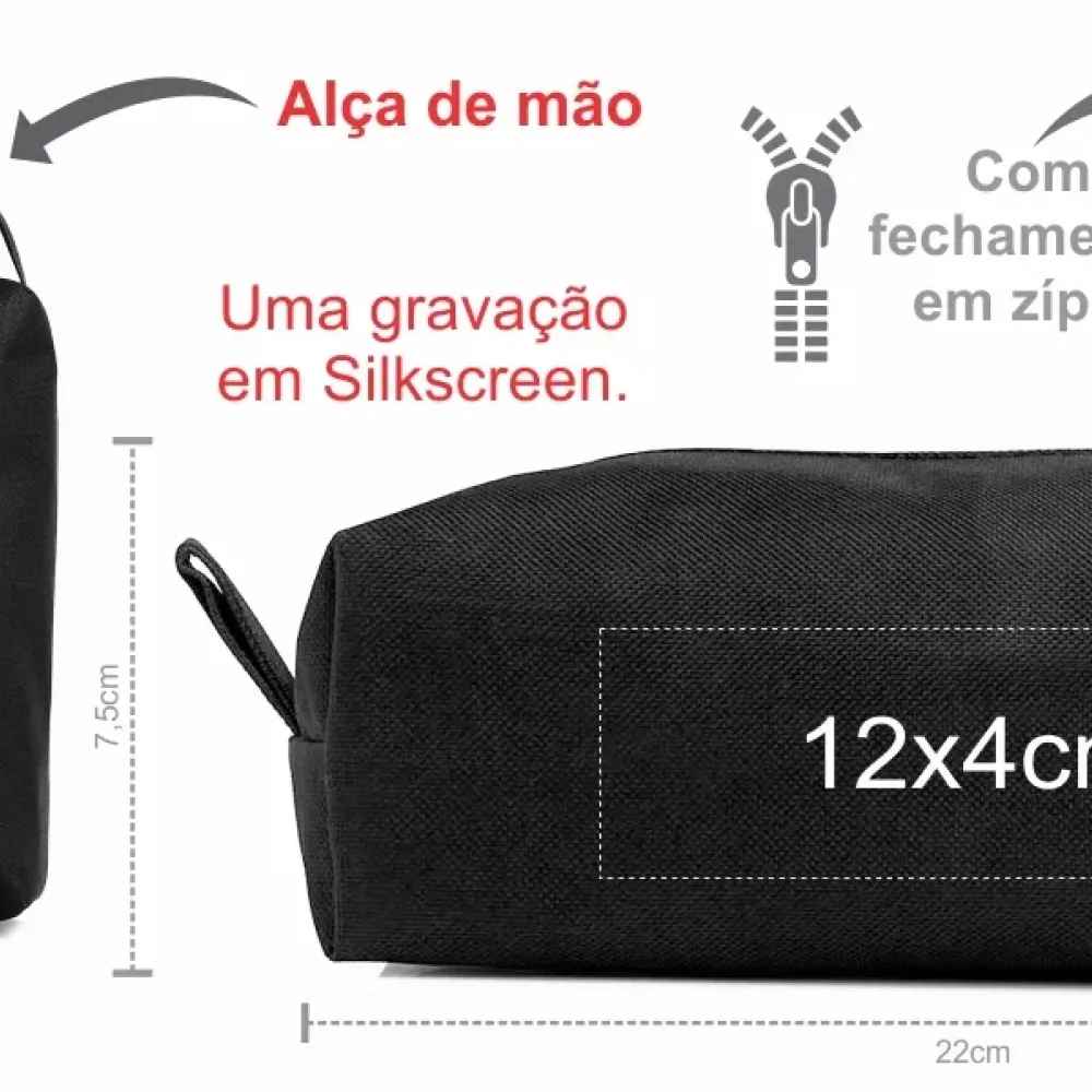 NECESSAIRE EM NYLON 600 COM ALÇA - PRETA