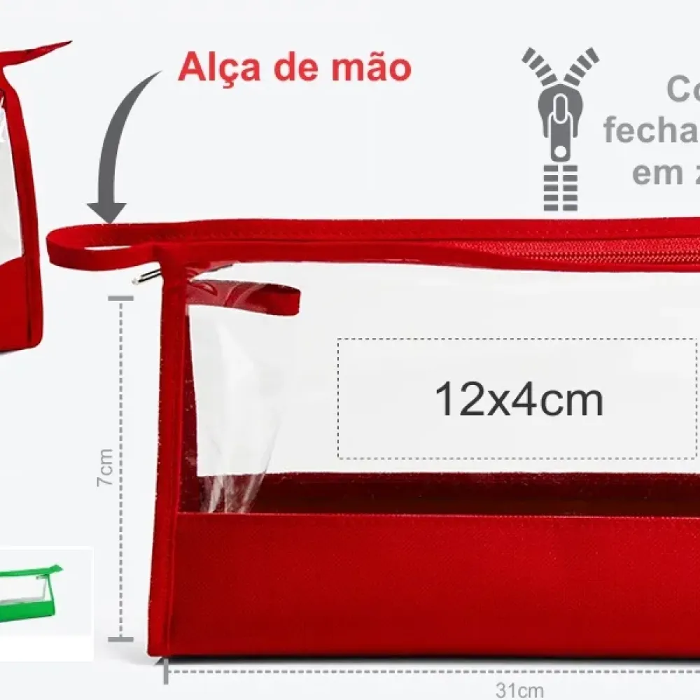 NECESSAIRE EM NYLON 600 / PVC VERMELHA