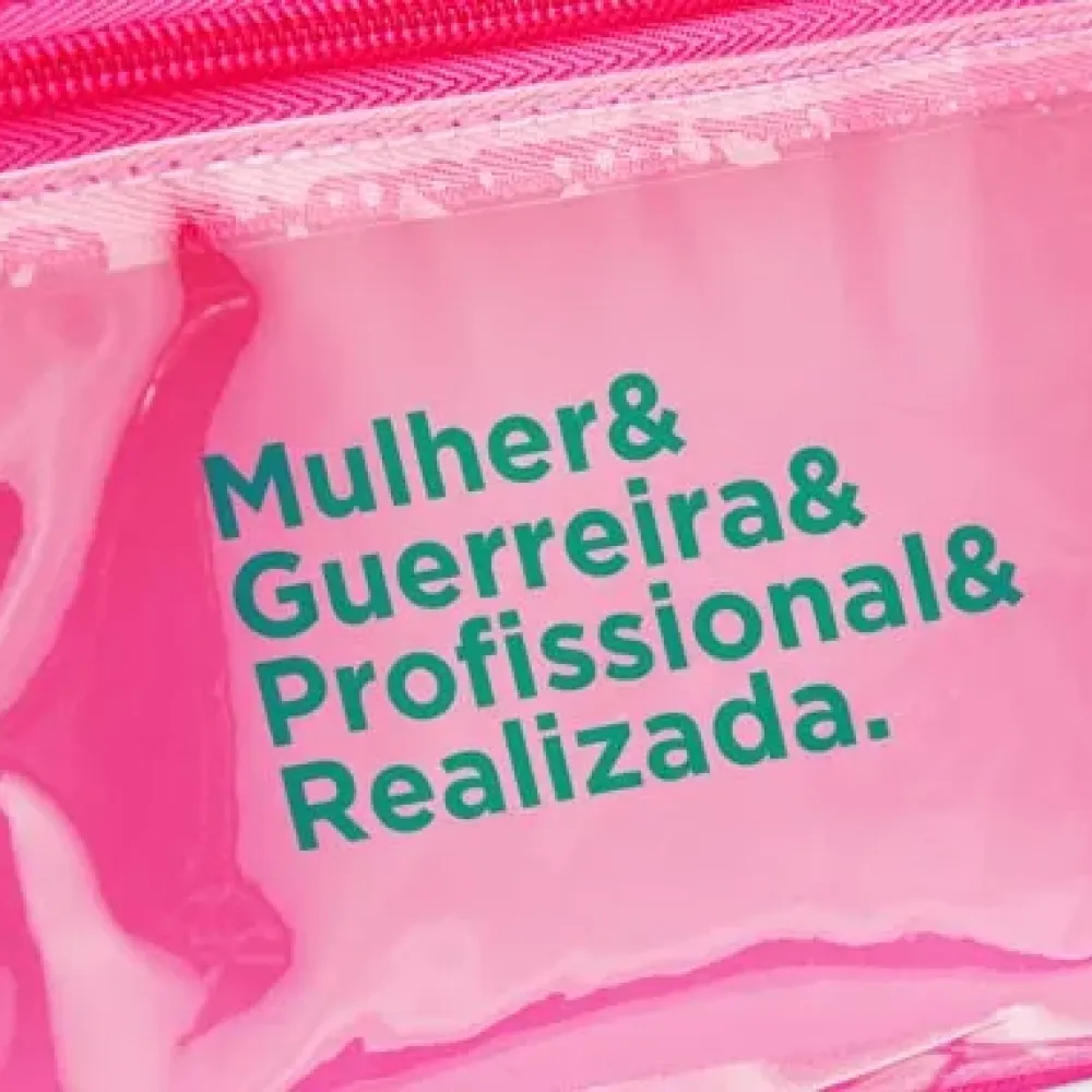 NECESSAIRE EM OXFORD / PVC - ROSA - 19X12,5CM