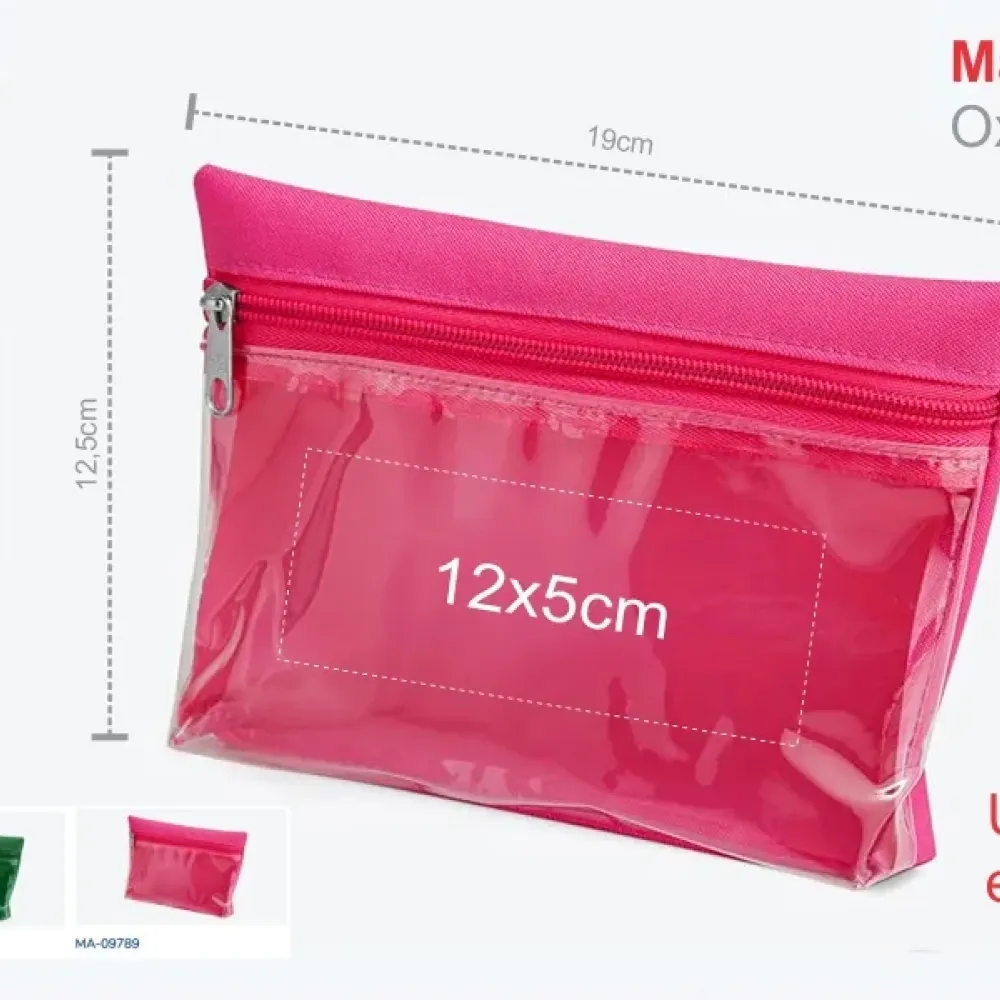 NECESSAIRE EM OXFORD / PVC - ROSA - 19X12,5CM