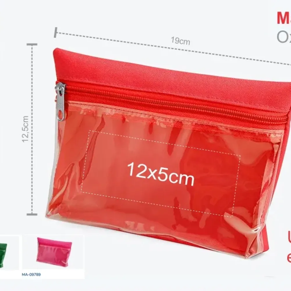 NECESSAIRE EM OXFORD / PVC - VERMELHA - 19X12,5CM