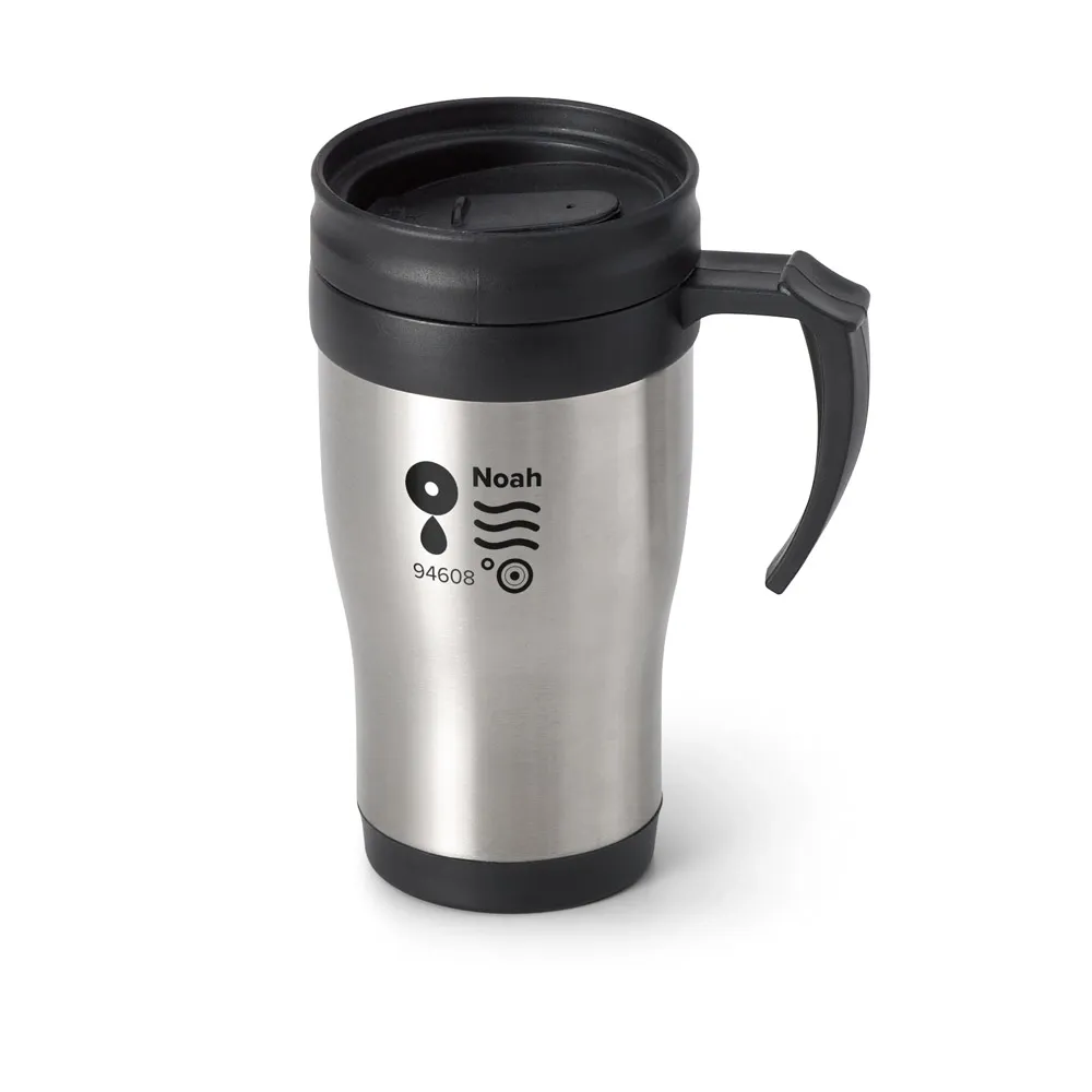 NOAH. Caneca para viagem em aço inox e PP 420 mL-94608