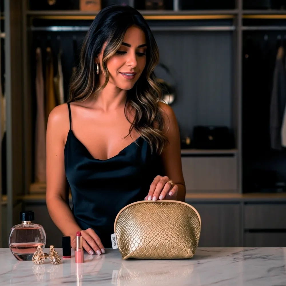 Necessaire Curva Textura Snake