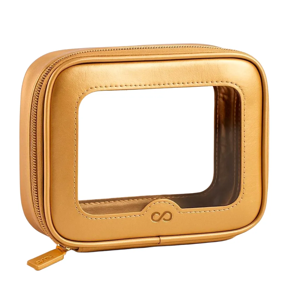 Necessaire Premium Transparente em Couro Sintético – Design Moderno