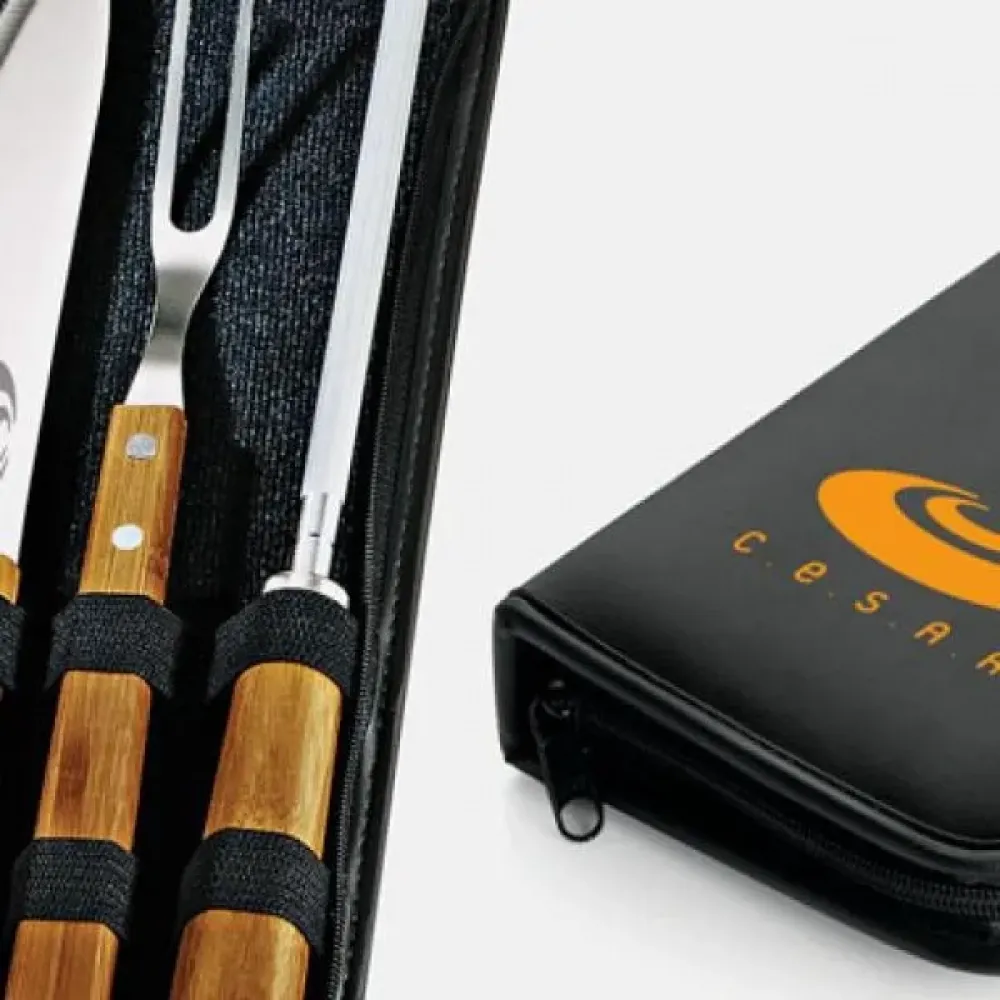 CONJ. DE FACAS BAMBU / MADEIRA / INOX COM ESTOJO FRANKFURT - 7 PÇS