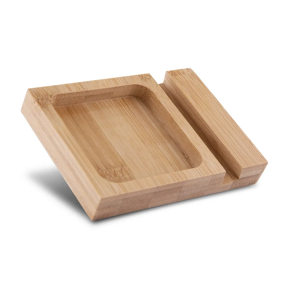 Porta objetos/smartphone em feltro e bambu