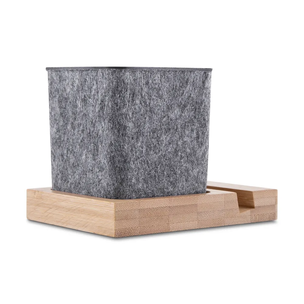 Porta objetos/smartphone em feltro e bambu