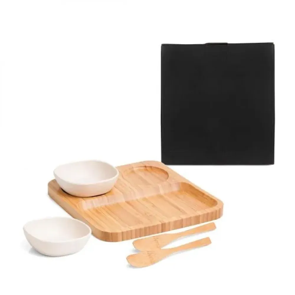 CONJ. PARA PETISCOS E PATÊS EM BAMBU/FIBRA DE BAMBU-5 PÇS-PD-00573