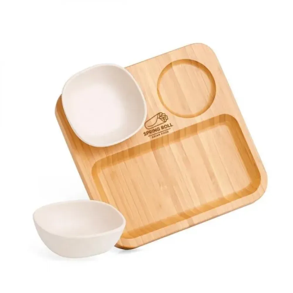 KIT PETISCO E PATÊ EM BAMBU/FIBRA DE BAMBU - 3 PÇS