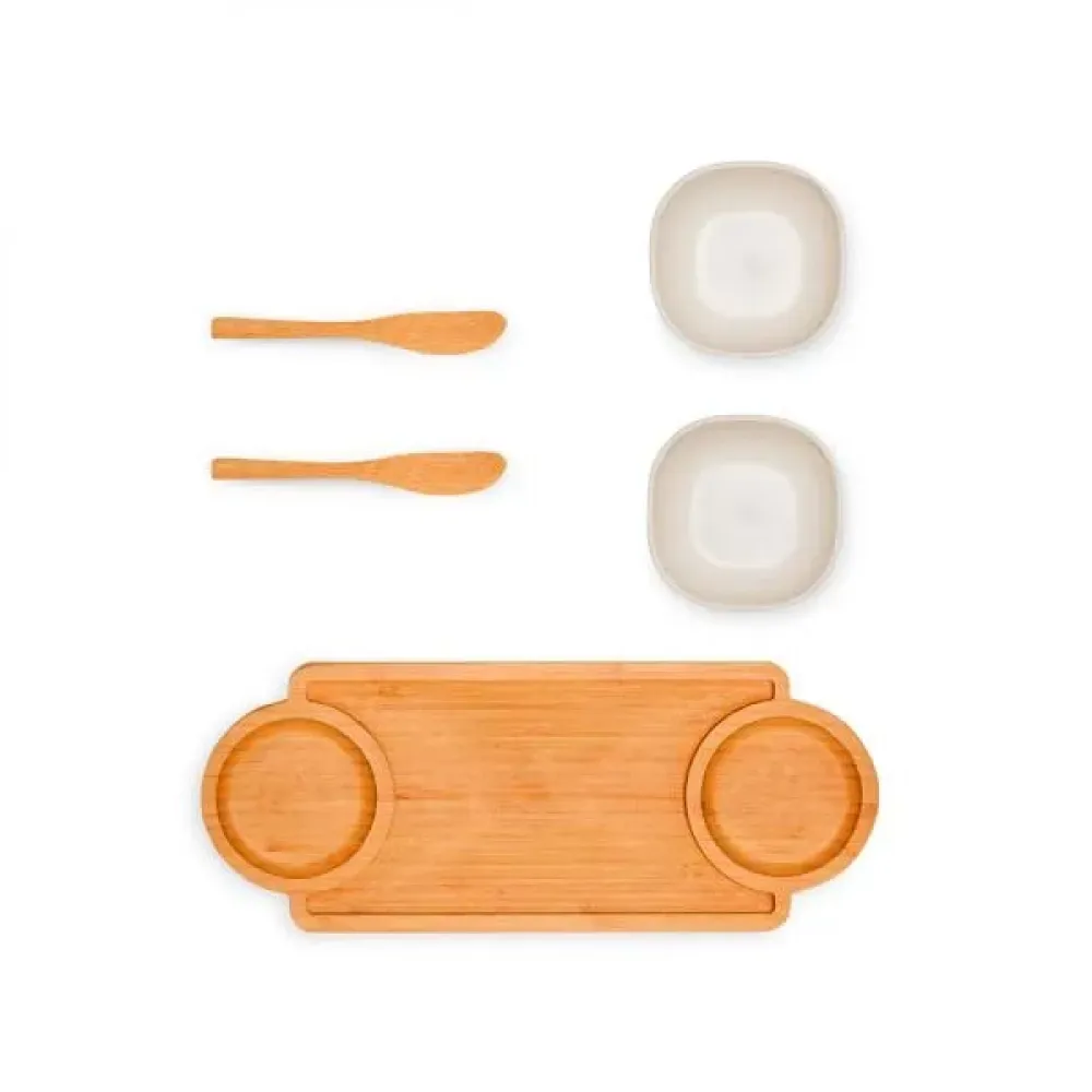 CONJ. PARA PETISCOS EM BAMBU/FIBRA DE BAMBU - 5 PÇS - EXCLUSIVE