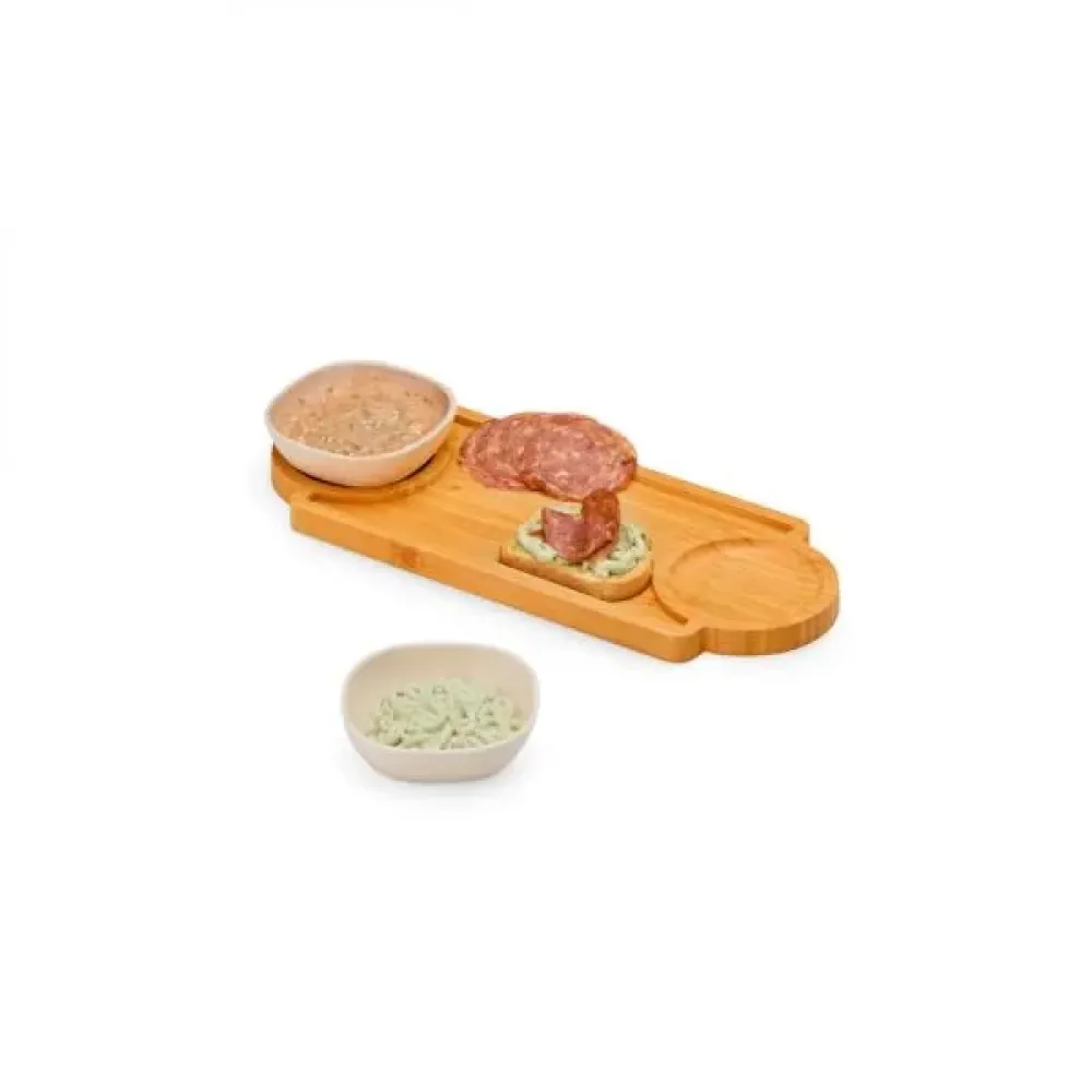 CONJ. PARA PETISCOS EM BAMBU/FIBRA DE BAMBU - 3 PÇS - EXCLUSIVE