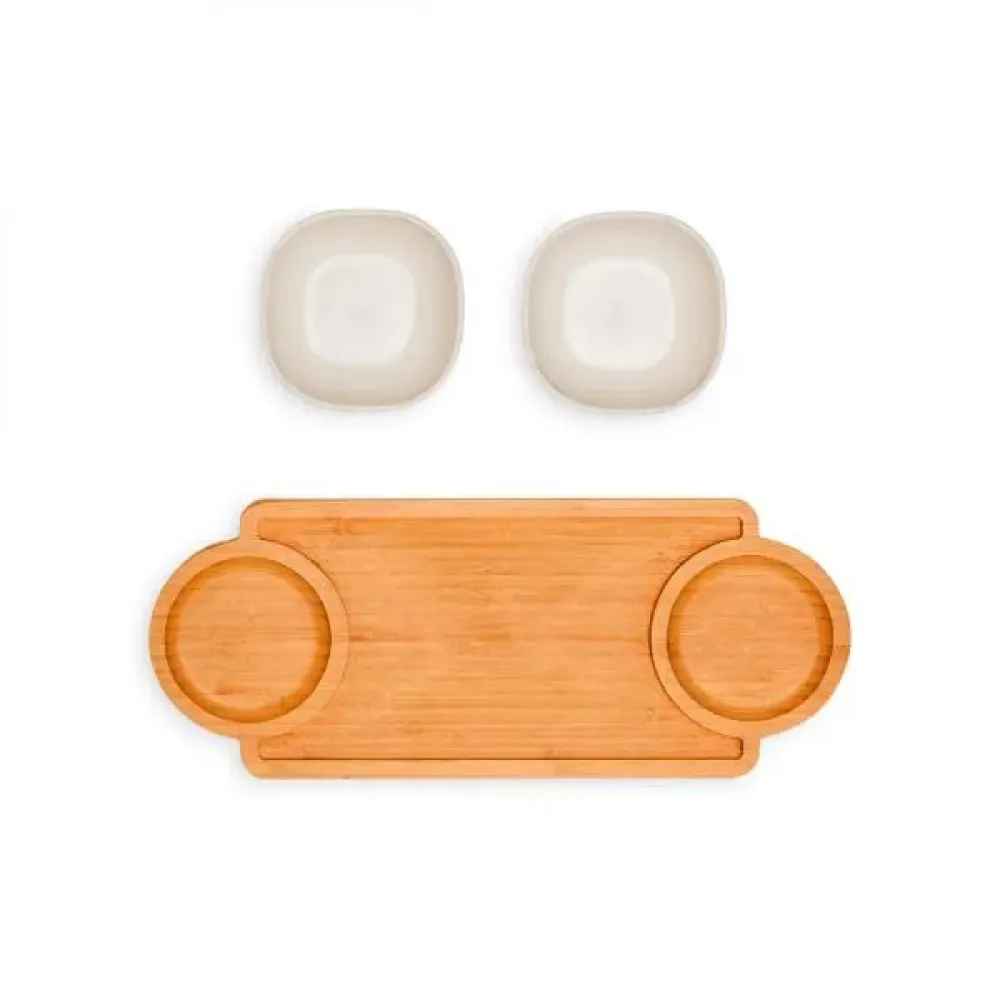 CONJ. PARA PETISCOS EM BAMBU/FIBRA DE BAMBU - 3 PÇS - EXCLUSIVE