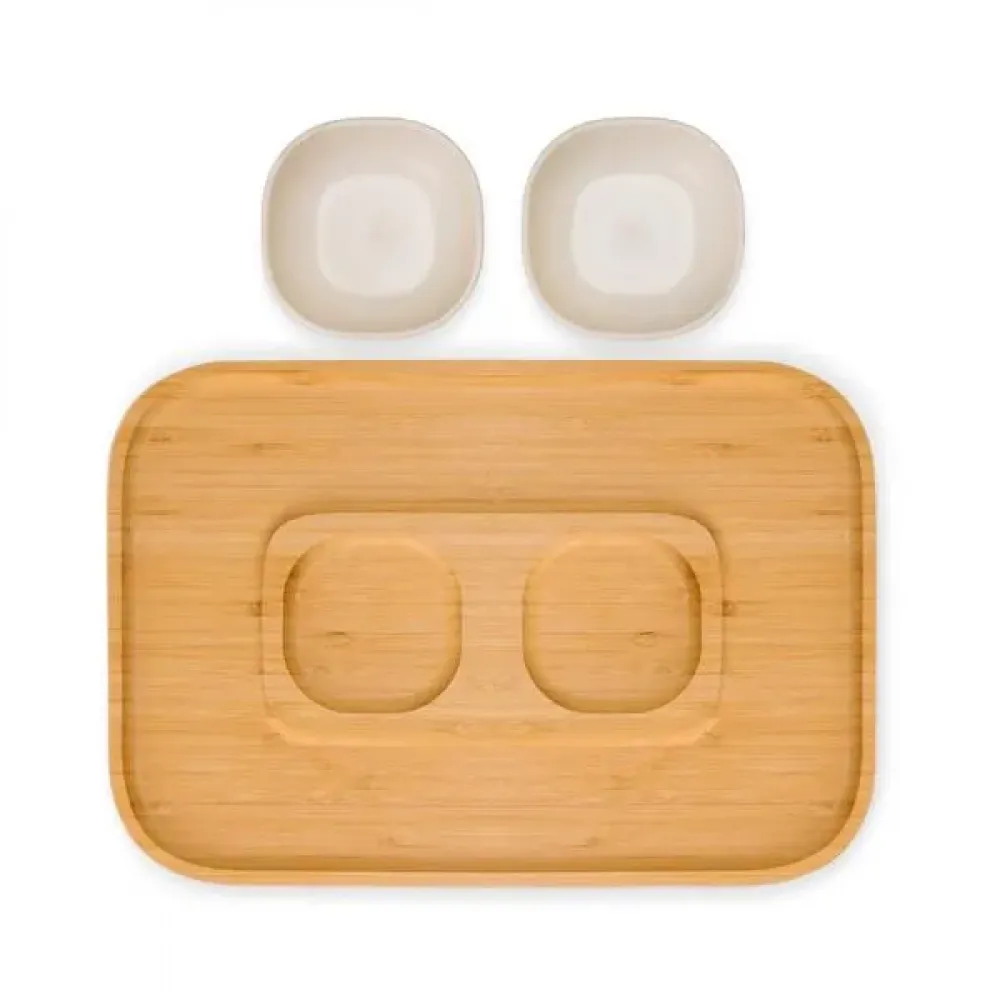 CONJ. PARA PETISCO EM BAMBU / FIBRA DE BAMBU - 3 PÇS