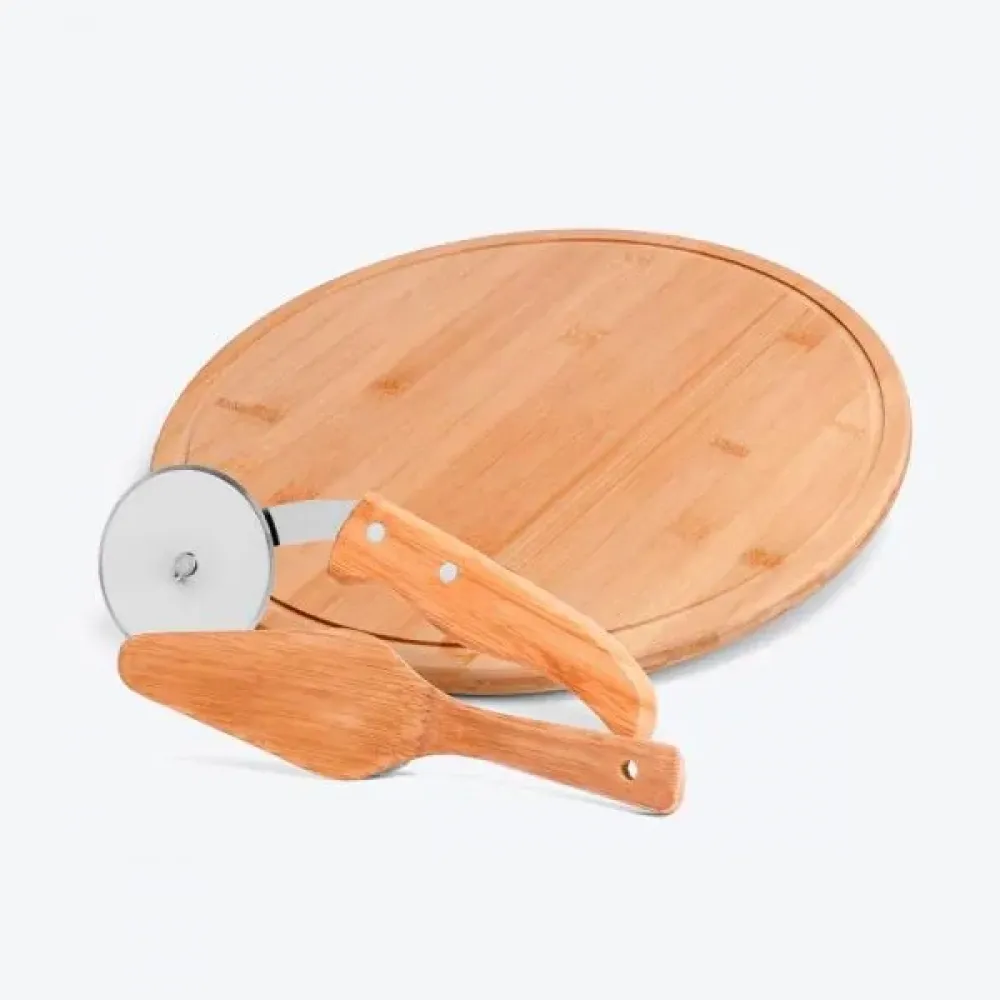 CONJ. PARA PIZZA EM BAMBU 35 CM - 3 PÇS