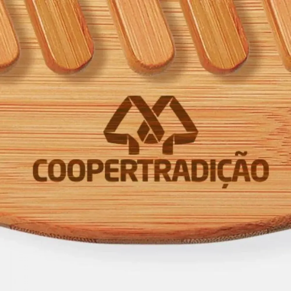 CONJ. PARA PIZZA EM BAMBU/MADEIRA/INOX 35 CM - 11 PÇS