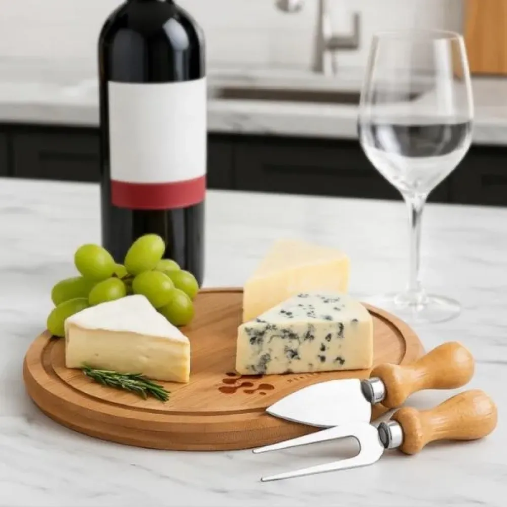 CONJ. PARA QUEIJO EM BAMBU / INOX - 3 PÇS