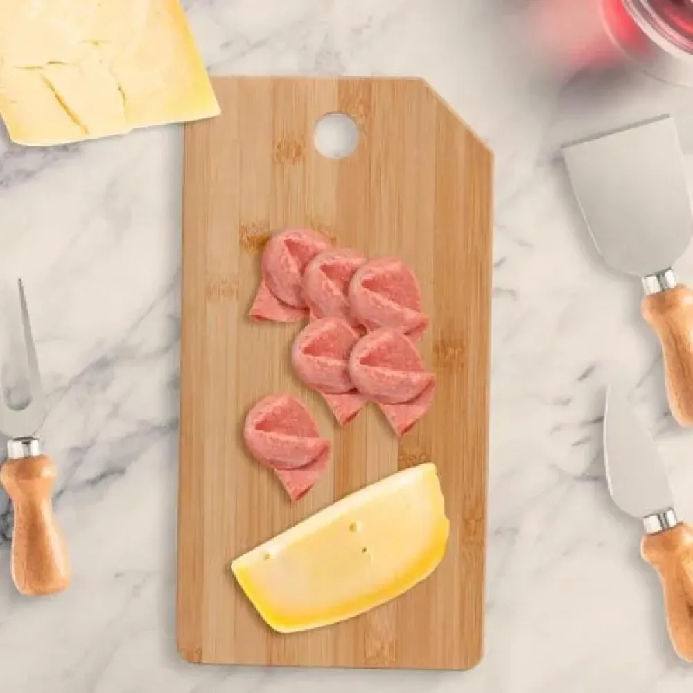 CONJ. PARA QUEIJO EM BAMBU / INOX OREGON - 5 PÇS