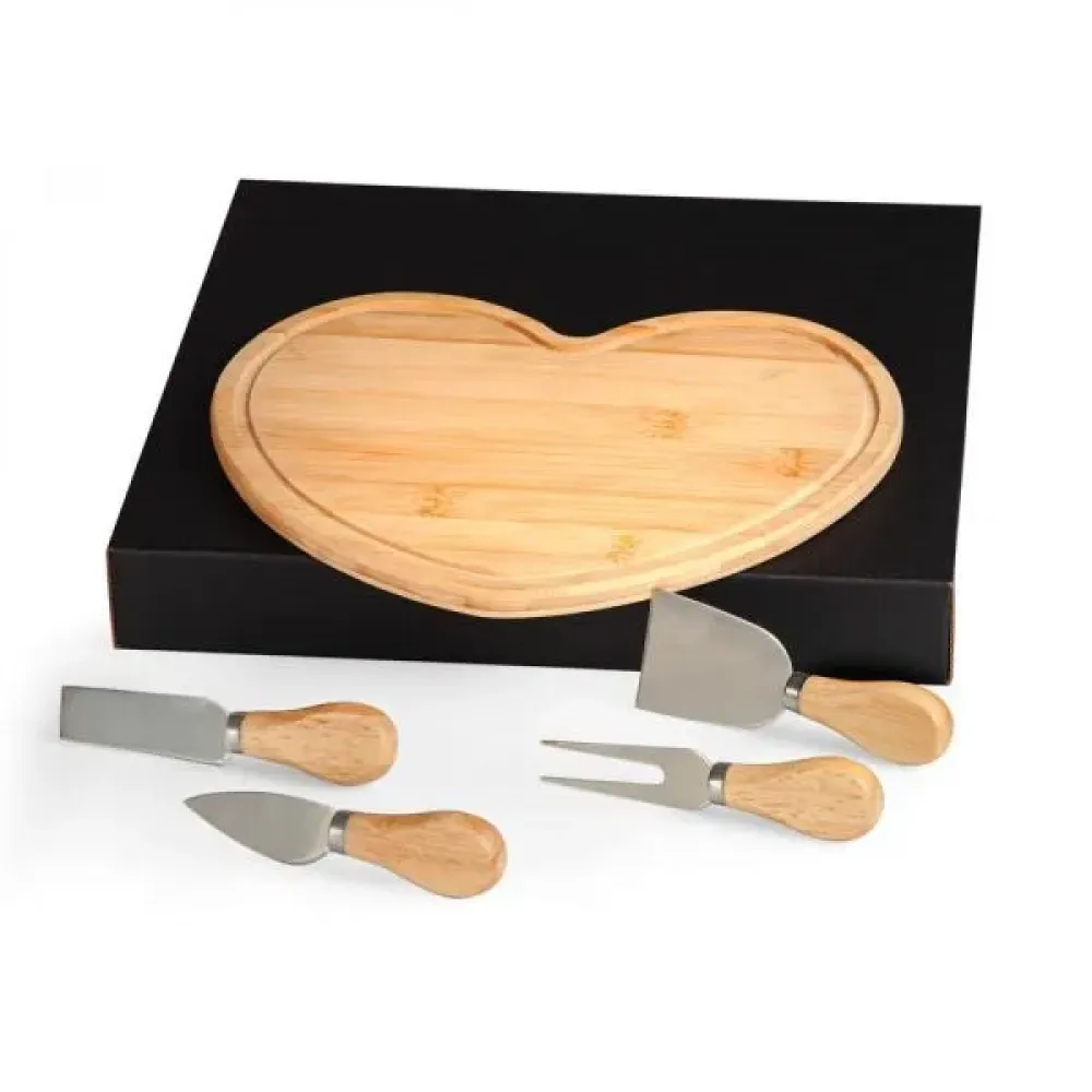 CONJ. PARA QUEIJO EM BAMBU / MADEIRA / INOX - 5 PÇS