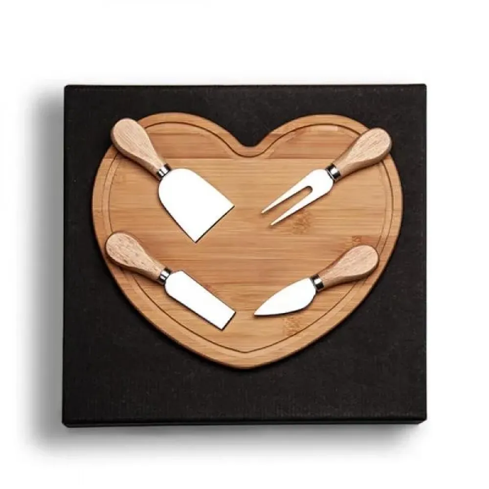 CONJ. PARA QUEIJO EM BAMBU / MADEIRA / INOX - 5 PÇS-PD-42M43-SM