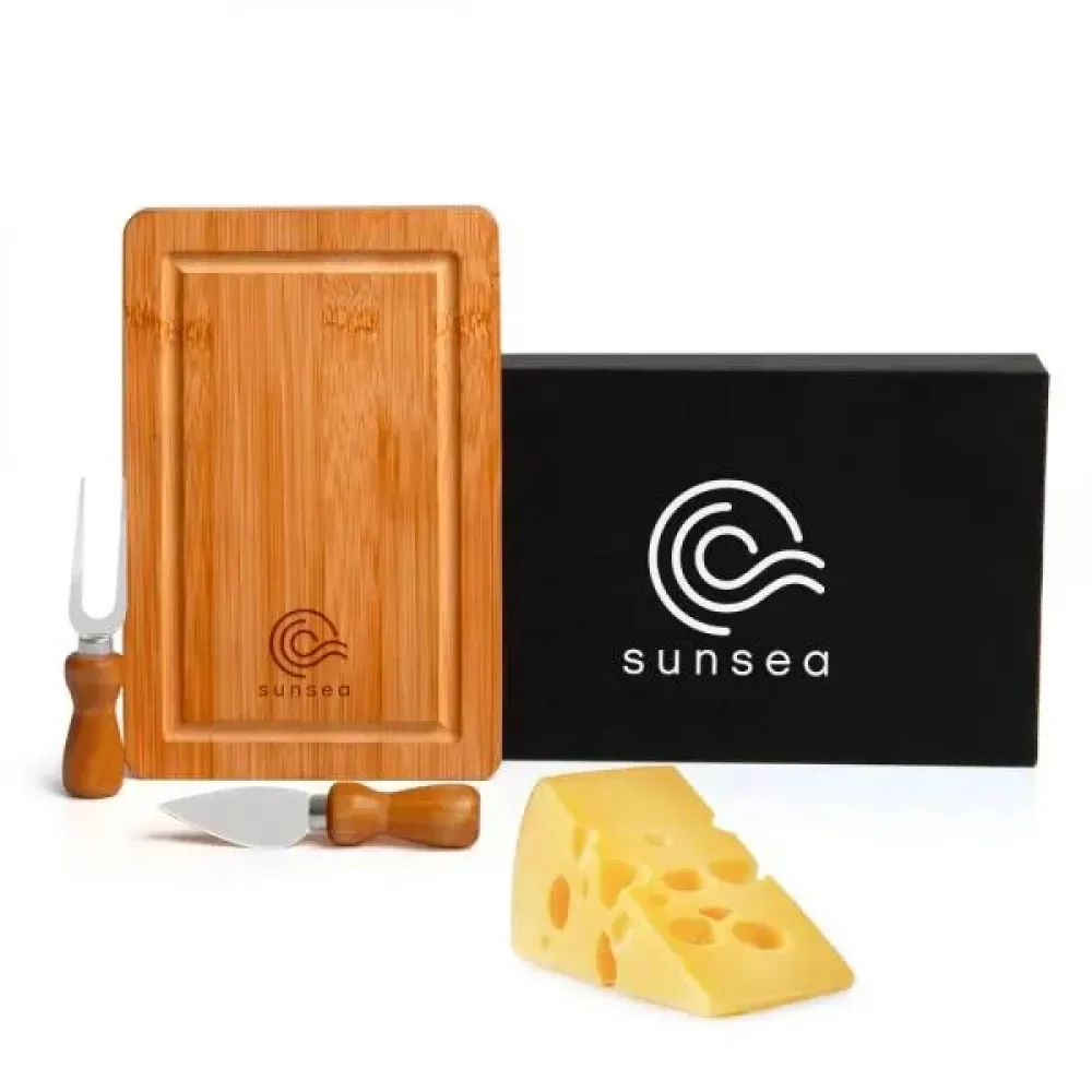 CONJUNTO PARA QUEIJO EM BAMBU/INOX - 3 PÇS