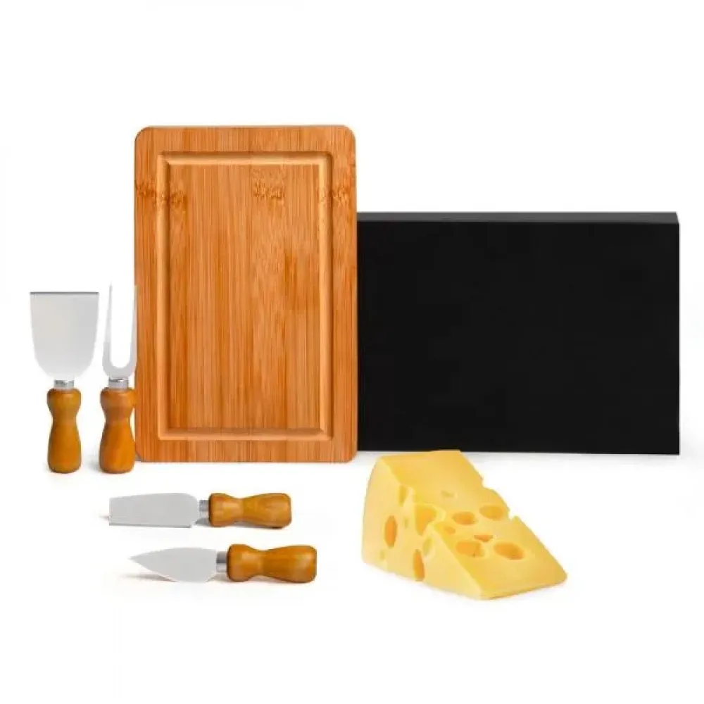 CONJUNTO PARA QUEIJO EM BAMBU/INOX - 5 PÇS-PD-47043