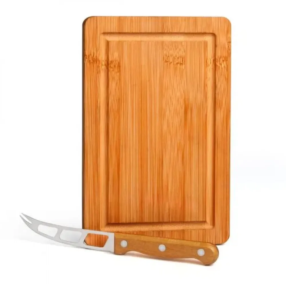 CONJUNTO PARA QUEIJO EM BAMBU/MADEIRA/INOX - 2 PÇS